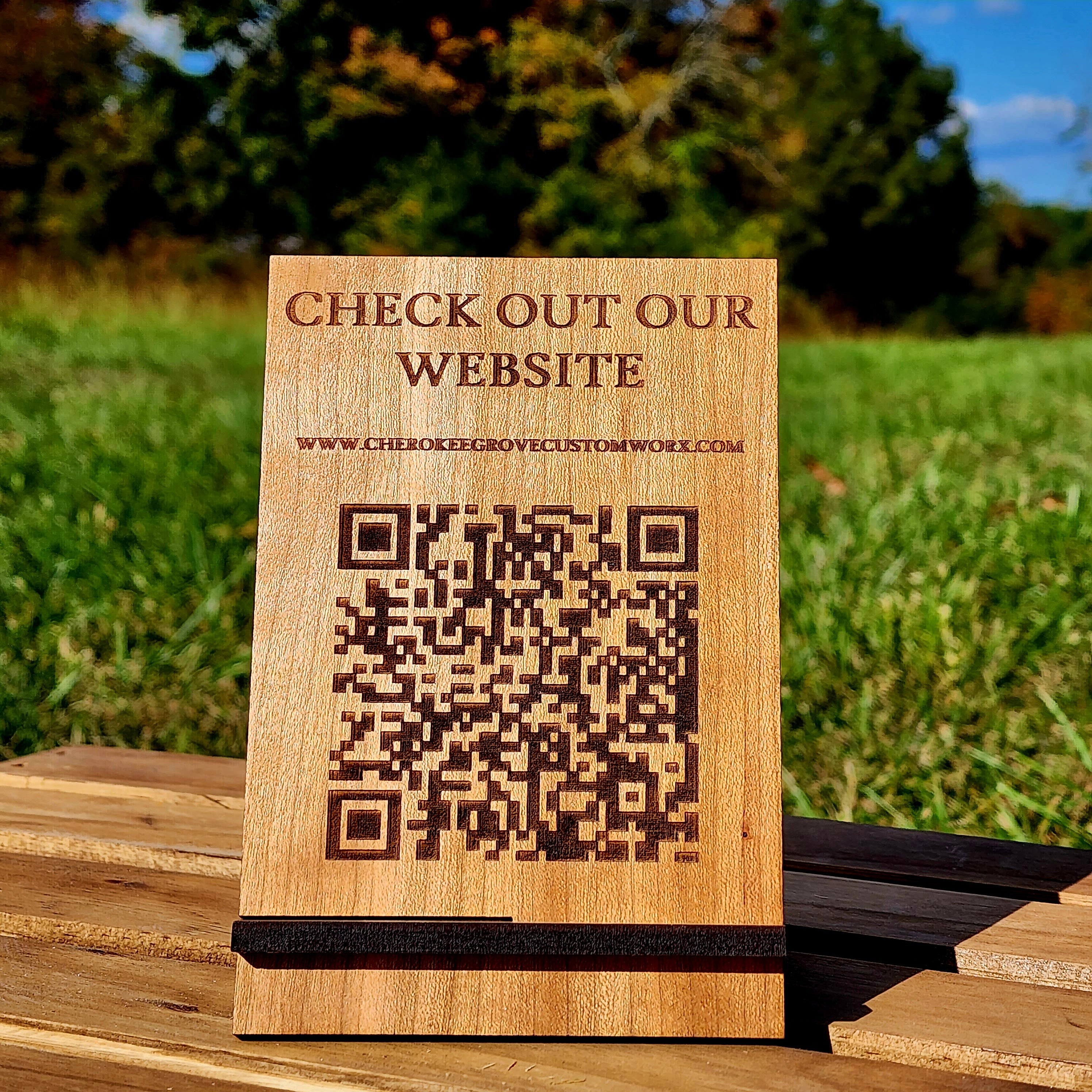 Custom QR Code Business Sign – Cherokee Grove Custom Worx