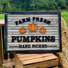 Load image into Gallery viewer, Slatted sign - Farm Fresh Pumpkins
