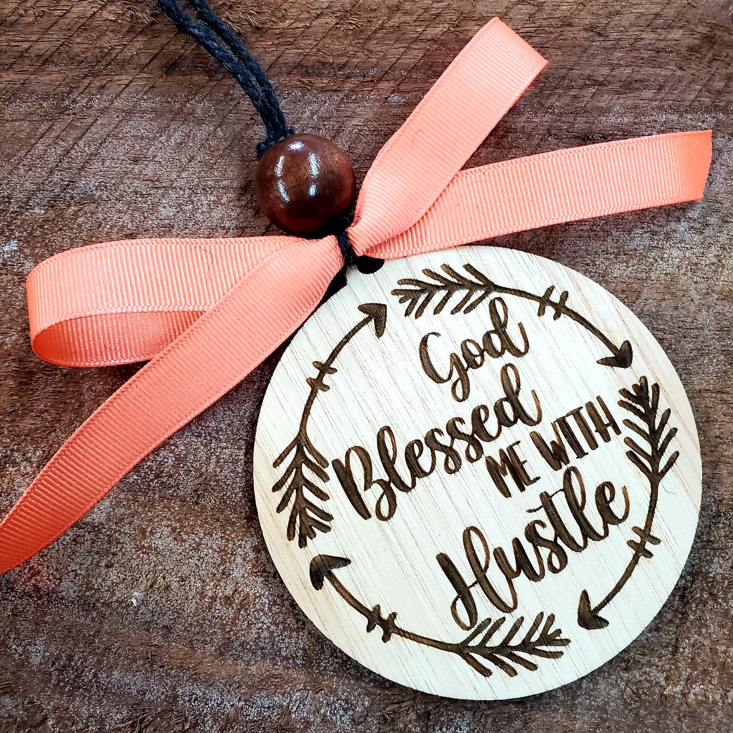 God Blessed Me With Hustle Peach Ribbon