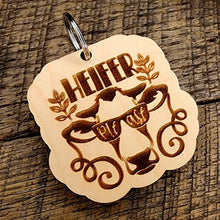 Load image into Gallery viewer, Heifer Please Keychain Maple Wood
