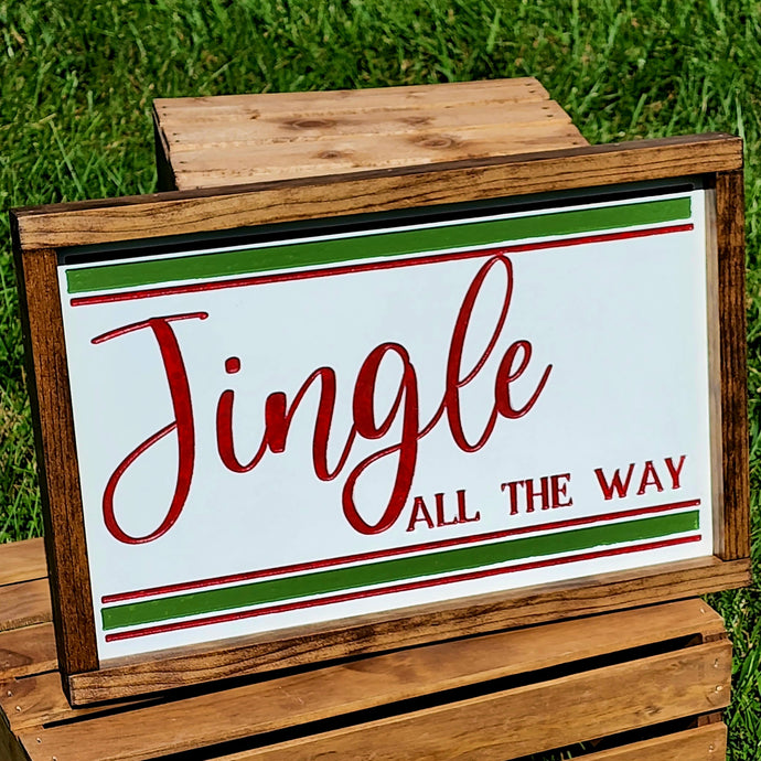 Red and Green Jingle All the Way Sign
