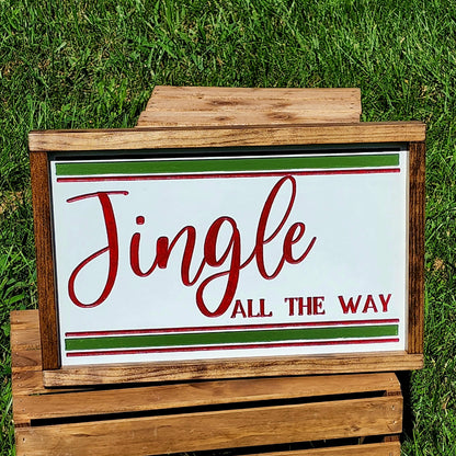 Red and Green Jingle All the Way Sign