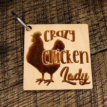 Load image into Gallery viewer, Maple Crazy Chicken Lady keychain
